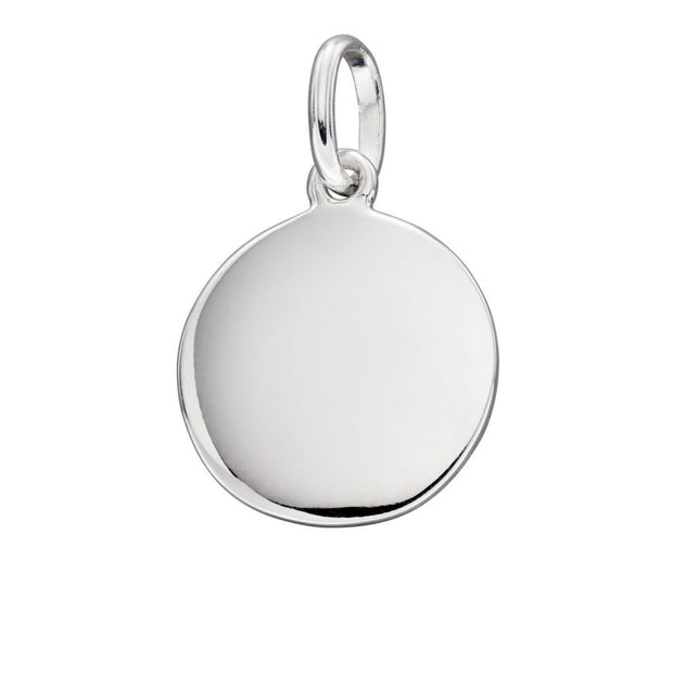 12mm round Sterling Silver disc ready for your personal message, please select chain 34017