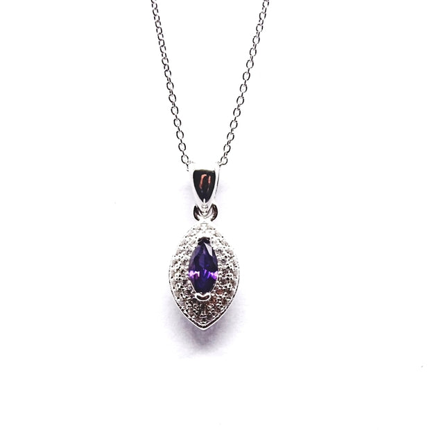 Marquise Amethyst purple CZ pendant in Sterling Silver 34067