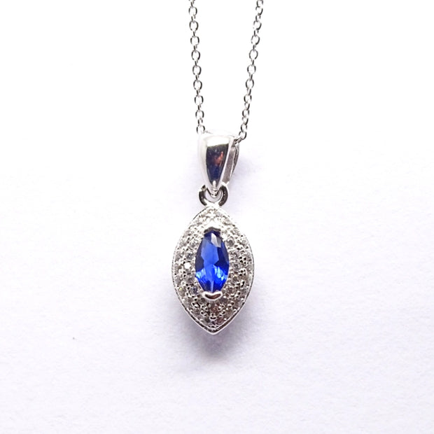 Marquise Sapphire blue CZ Sterling Silver pendant 34063