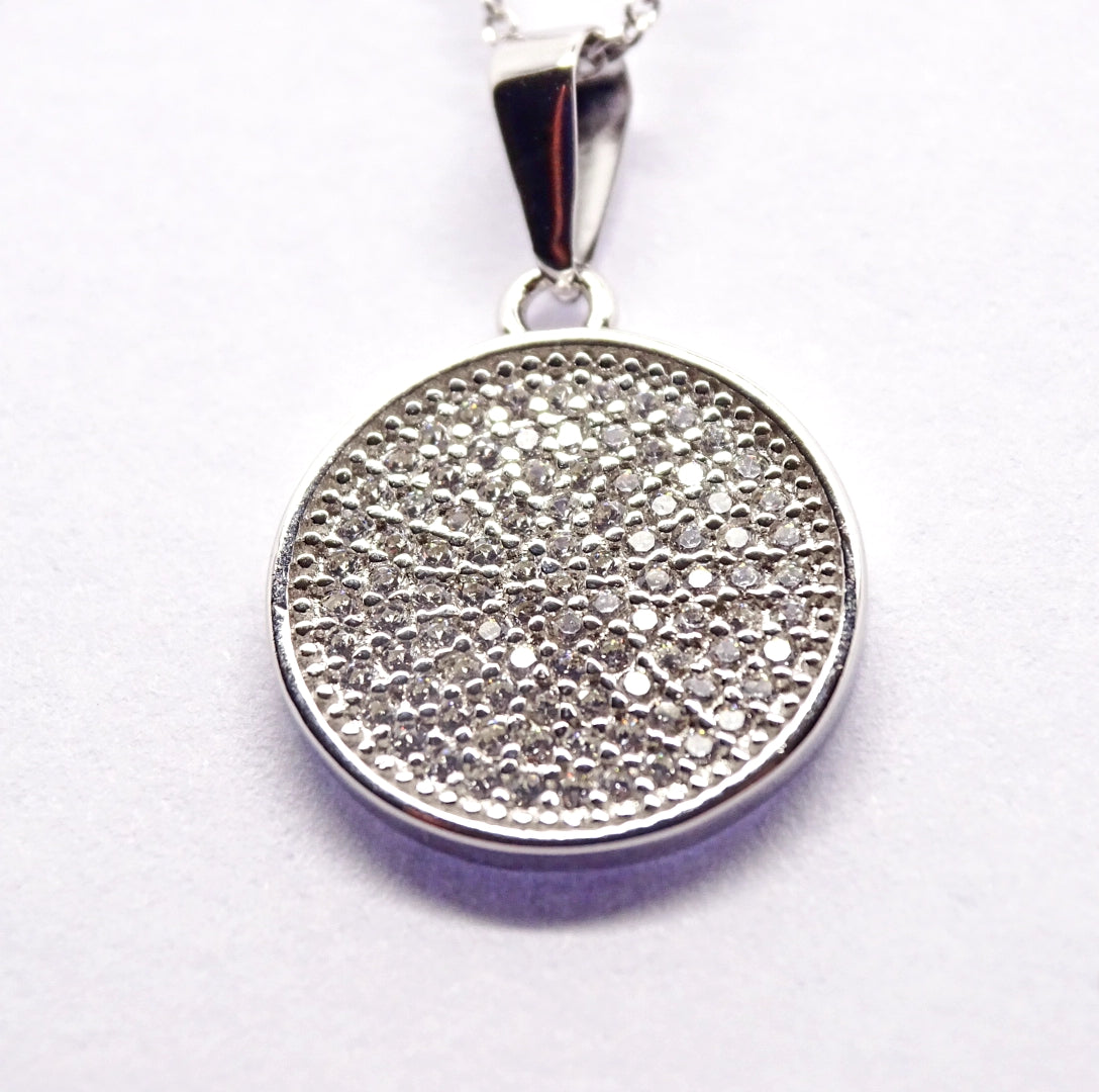 CZ pave set disc pendant 34092 - Armin Lowe Jewellers