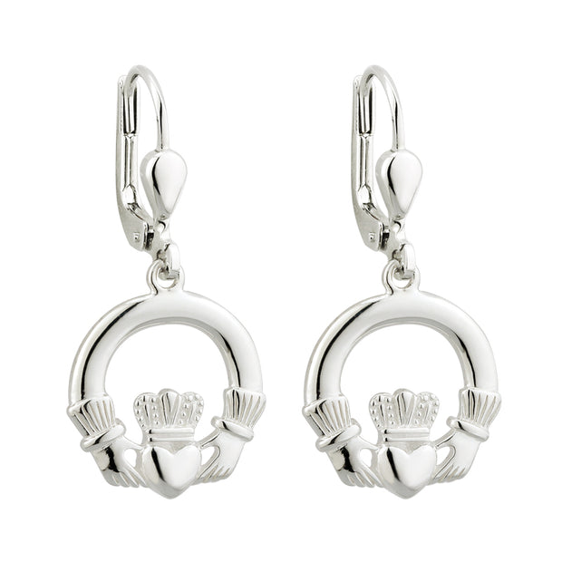 Sterling silver Claddagh drop earrings 25433