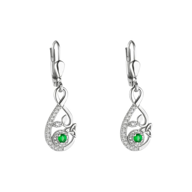 Celtic Trinity knot Drop Halo cluster earrings 36334