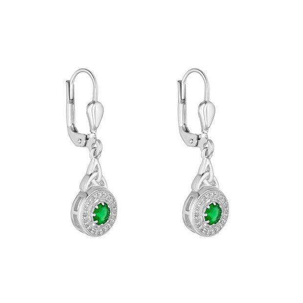 Halo CZ/ Emerald Green CZ drop earrings 36337