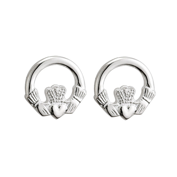 Sterling silver small Claddagh stud earrings 25617