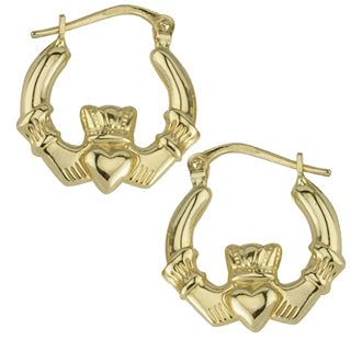 9ct gold Claddagh Creole earring 25653