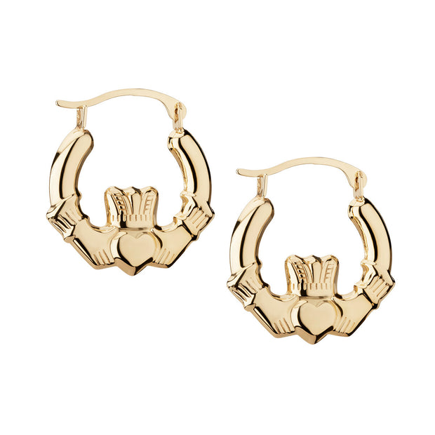 14k Gold small Claddagh creole earrings (special Order) - Lo2301
