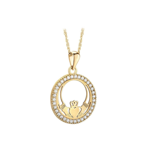 Gold Claddagh pendant in a truly modern design 35253