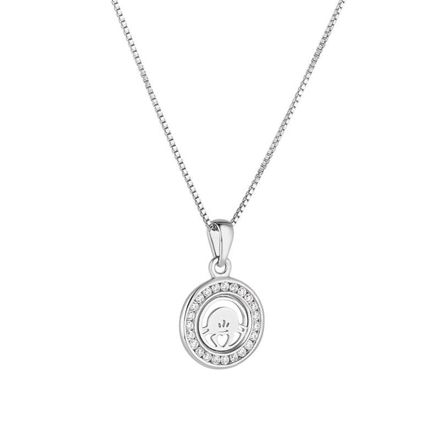 Silver mini Claddagh pendant + chain 36350