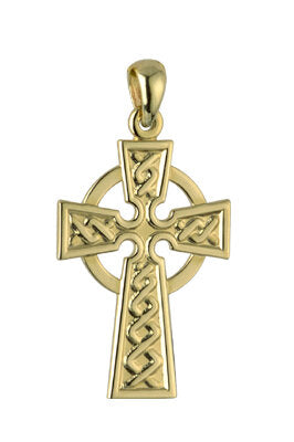 Gold embossed Celtic cross 36355 - Armin Lowe Jewellers