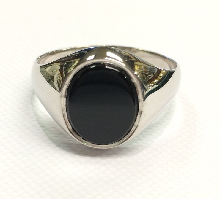 Sterling Silver Onyx Gents Ring 31371