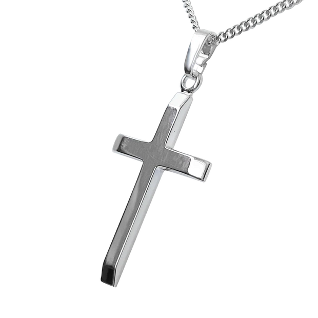 Plain polished cross and chain 36044